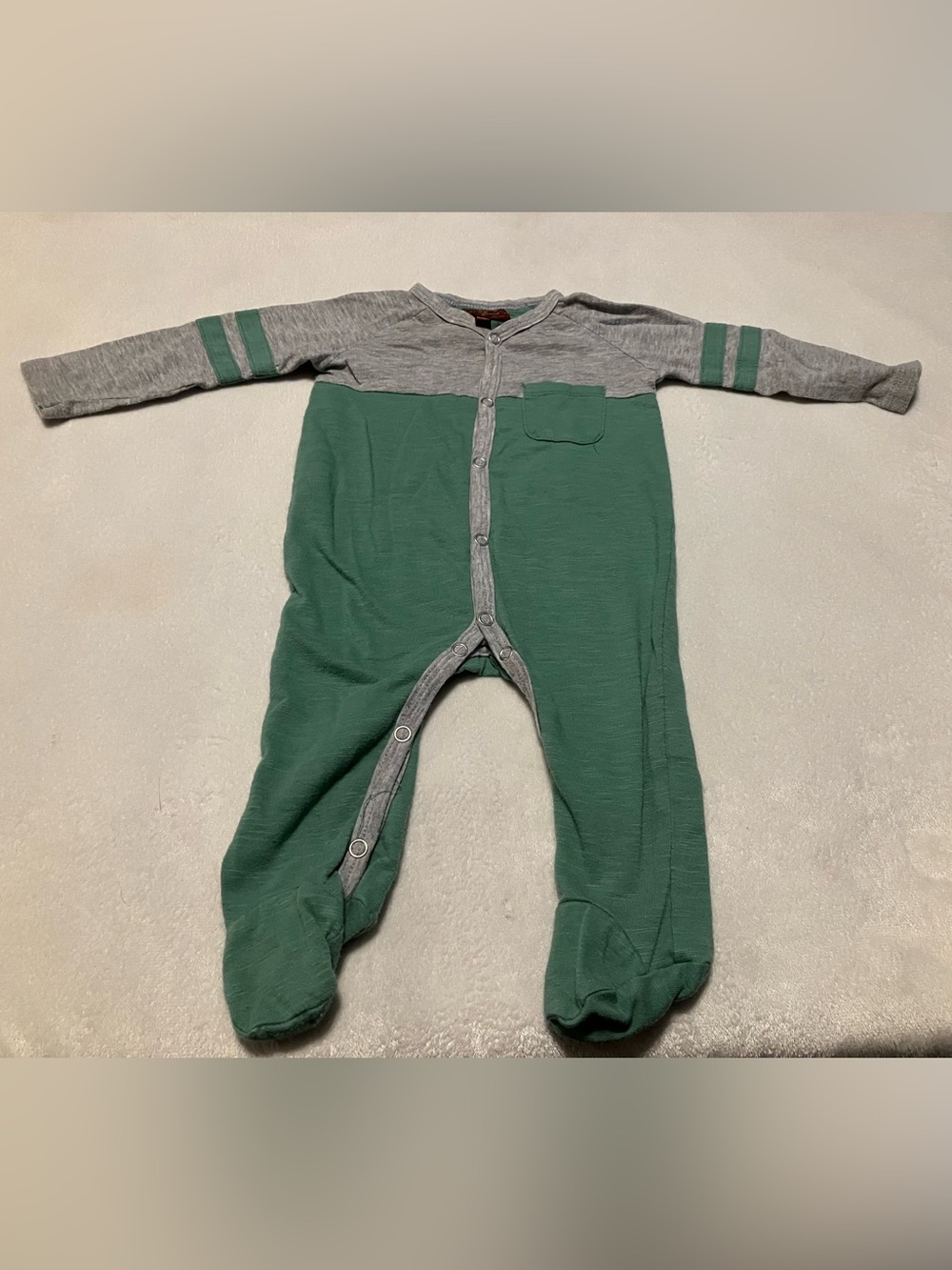 Baby Green and Gray Footed One-Piece Pajama